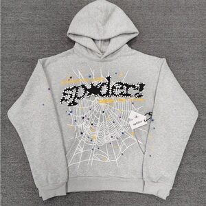 Sp5der Gray Graphic Hoodie